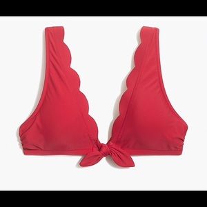 J.Crew Scalloped tie-front bikini top, Sz. M